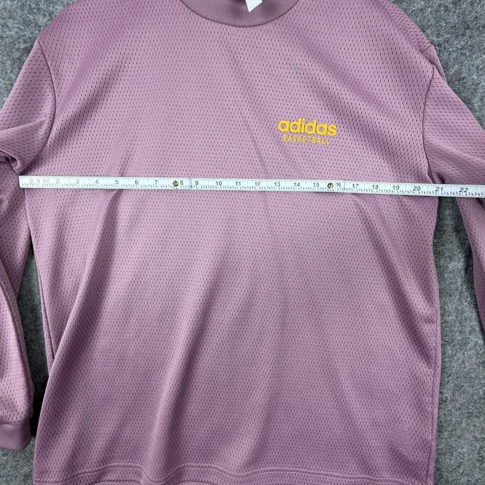 Adidas Basketball Shirt Small Purple Mesh Performance Long Sleeve Mock Neck